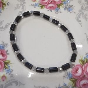 Y2K Black and Silver Beaded Bracelet